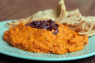 Red pepper and olive hummus