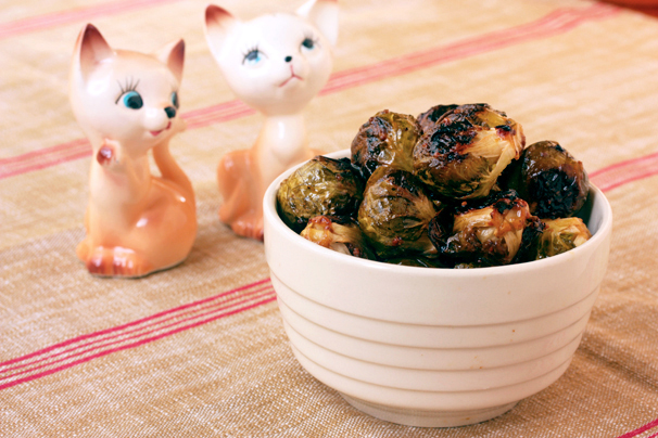 Roasted Brussels Sprouts with Maple-Mustard Glaze