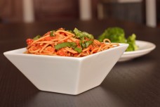 Spaghetti with spicy romesco marinara