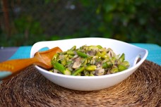 vegan mushroom asparagus fava stew